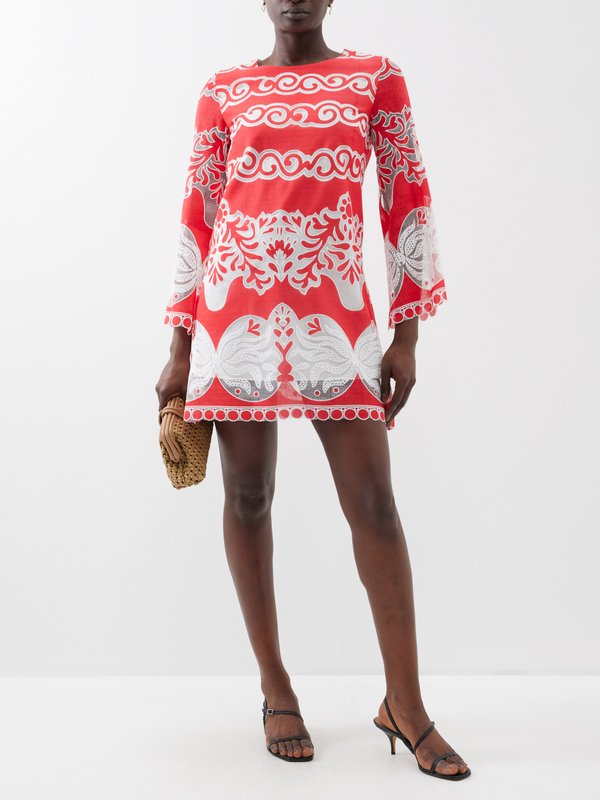 Borgo De Nor Stevie lace-embroidered cotton-blend mini dress