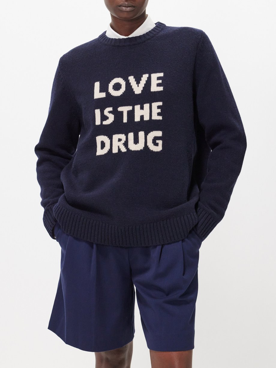 Navy Love is the Drug intarsia wool sweater | Bella Freud | MATCHES UK