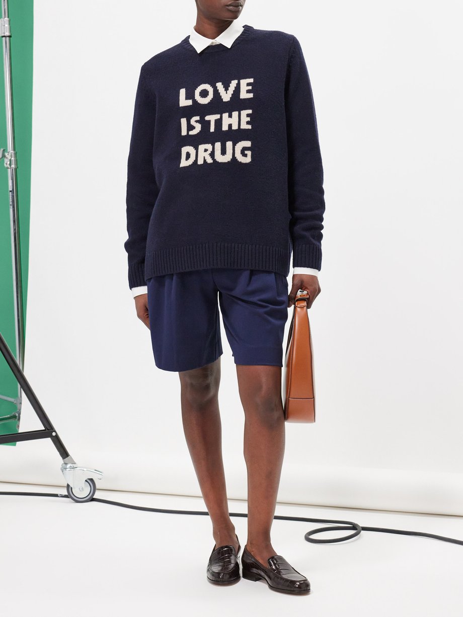 Navy Love is the Drug intarsia wool sweater Bella Freud MATCHES UK