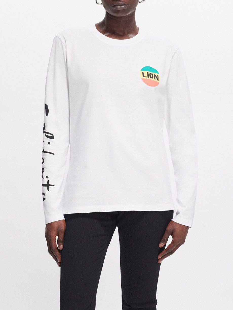 Bella Freud Solidarity Lion-print organic-cotton T-shirt