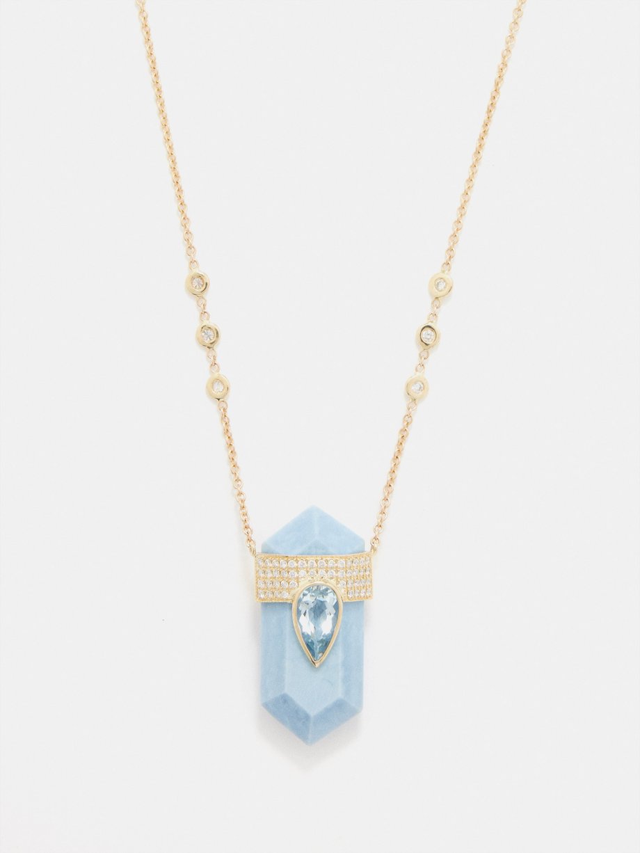 Jacquie Aiche Diamond, opal, aquamarine & gold necklace