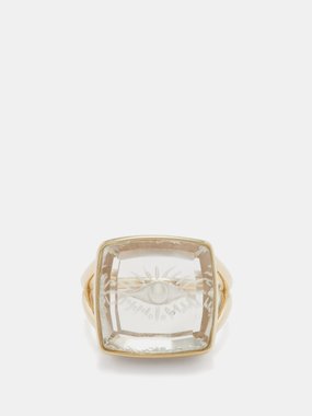 Jacquie Aiche Eye Burst rock crystal & 14kt gold ring