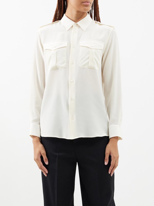 Nili Lotan Jeanette flap-pocket silk blouse