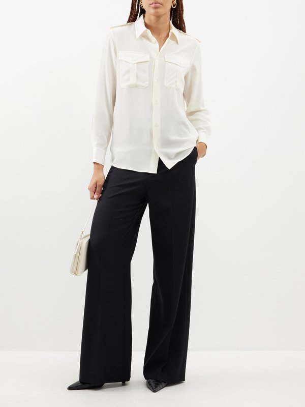 Nili Lotan Jeanette flap-pocket silk blouse