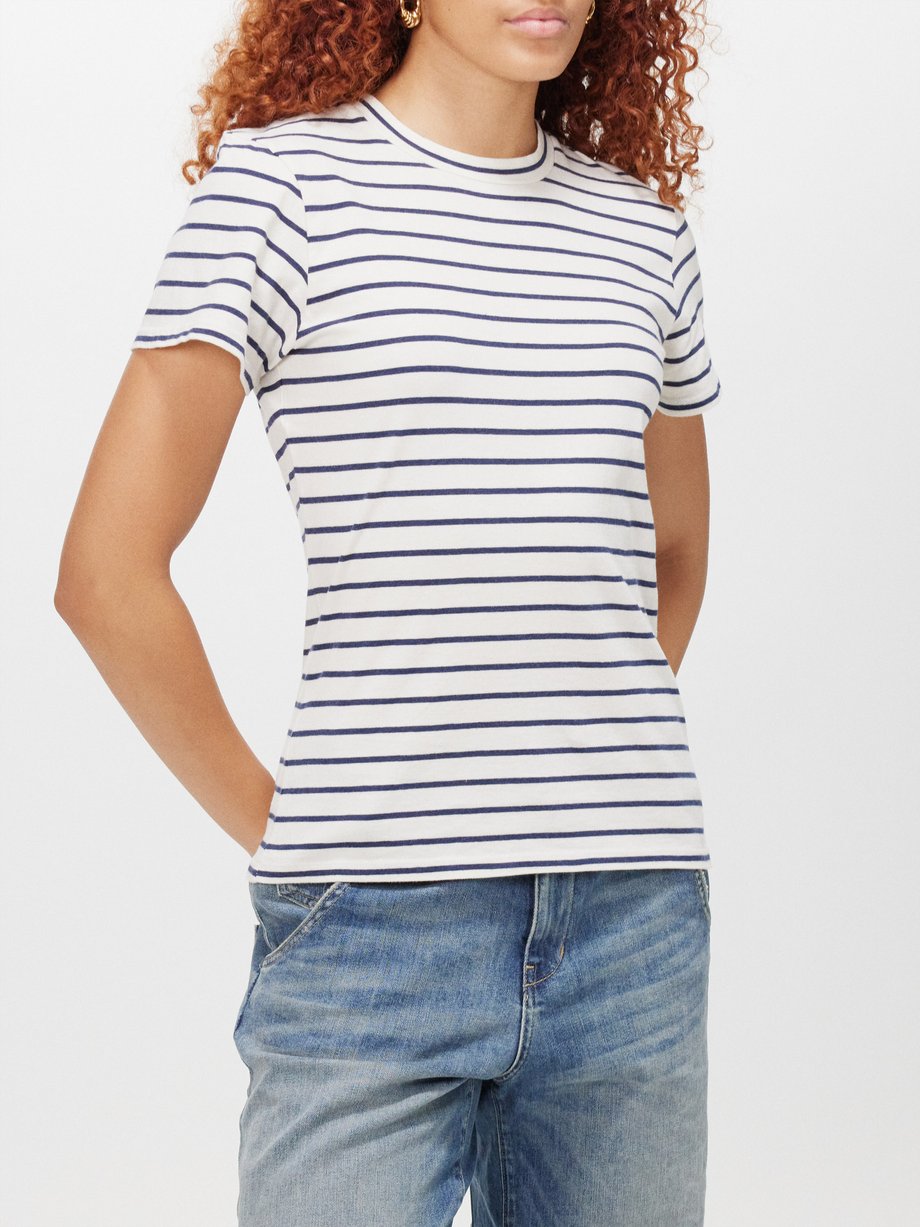Cotton T-shirt - Light blue/striped - Ladies