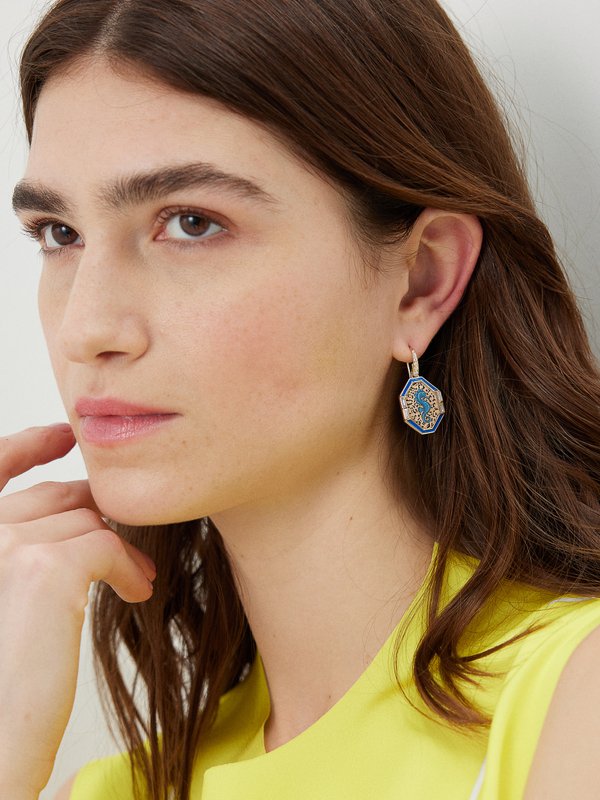 Francesca Villa Beach Time diamond, emerald & gold earrings