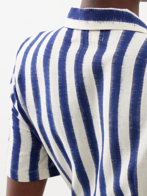 Emporio Sirenuse Claudia Ikat-striped cotton shirt dress