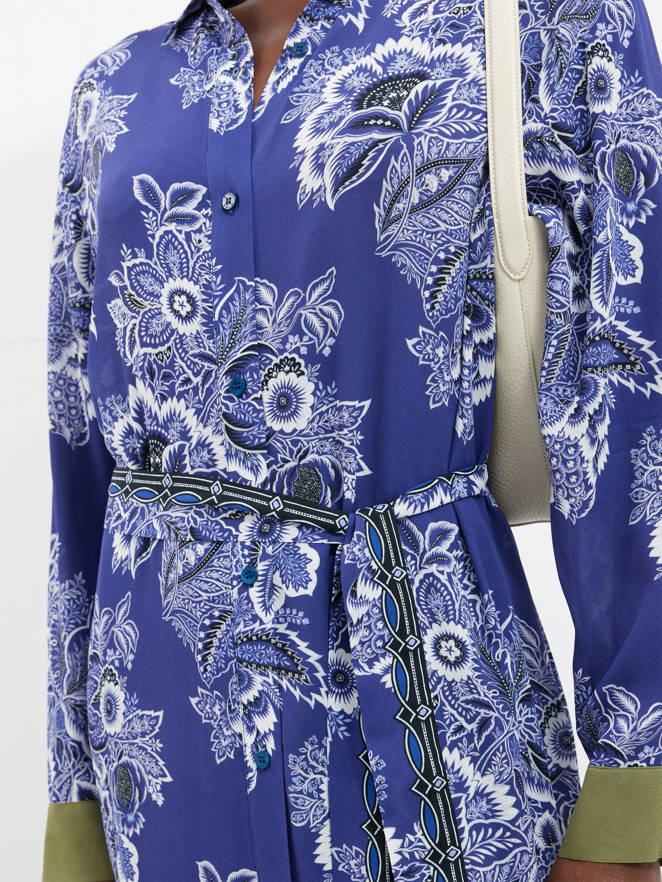 Blue Paisley Print Maxi Shirt Dress | SilkFred