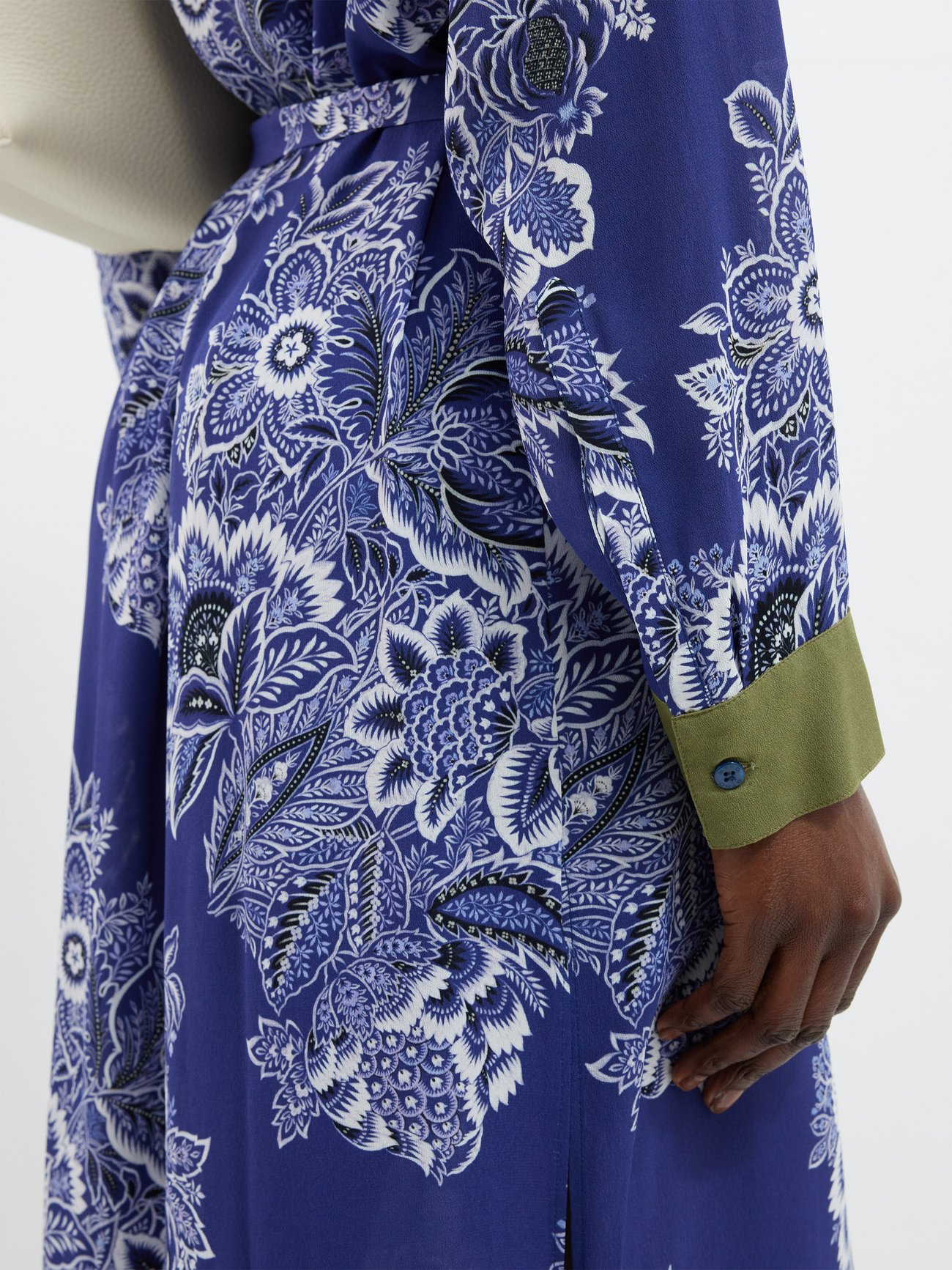 Blue Paisley Print Maxi Shirt Dress | SilkFred