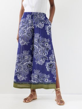 Etro Floral-print crepe wide-leg trousers