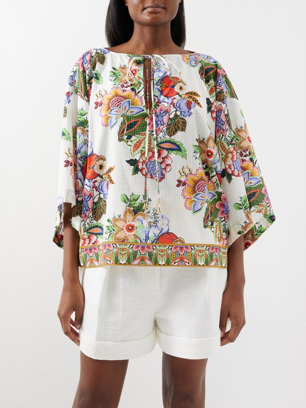 ETRO KIDS floral-print short-sleeve shirt - White