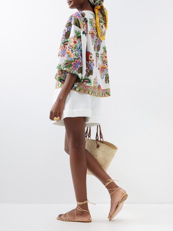 Etro Floral-print cotton-blend blouse