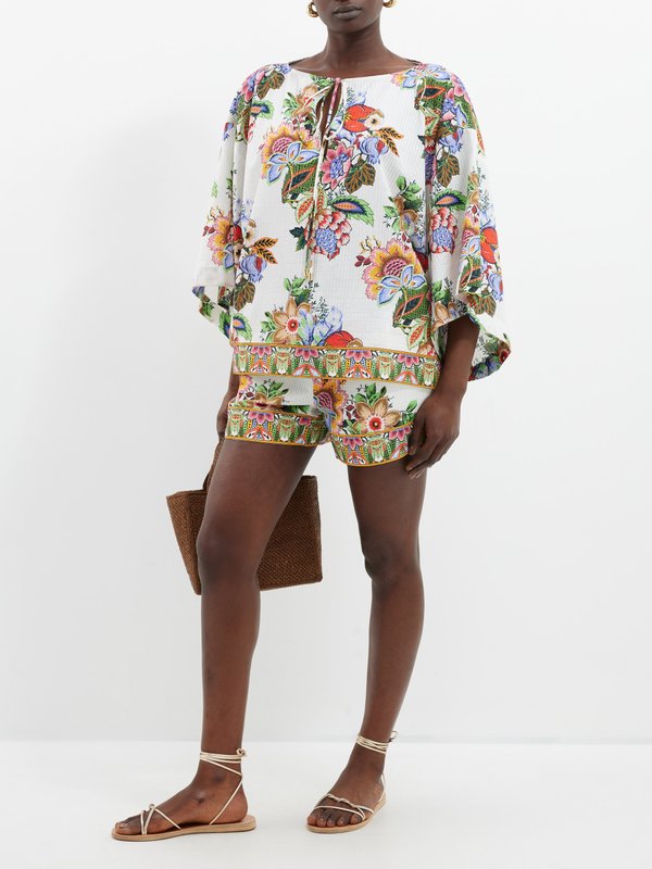 Etro Floral-print cotton-blend shorts
