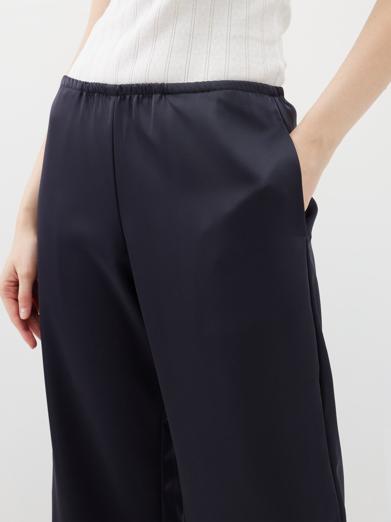 Grey Barb elasticated-waist satin trousers, LESET