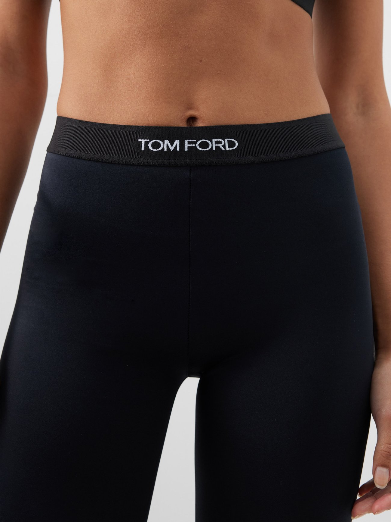Black Signature logo jersey-knit leggings, Tom Ford