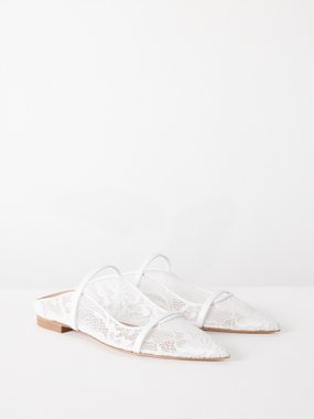 Malone Souliers Maureen floral-lace backless ballet flats