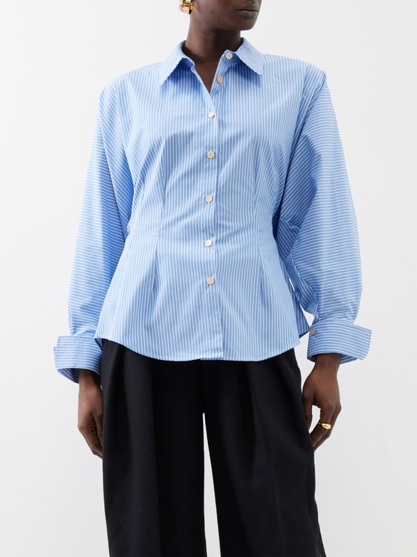 Palmer//harding Solo exaggerated-sleeve striped cotton shirt