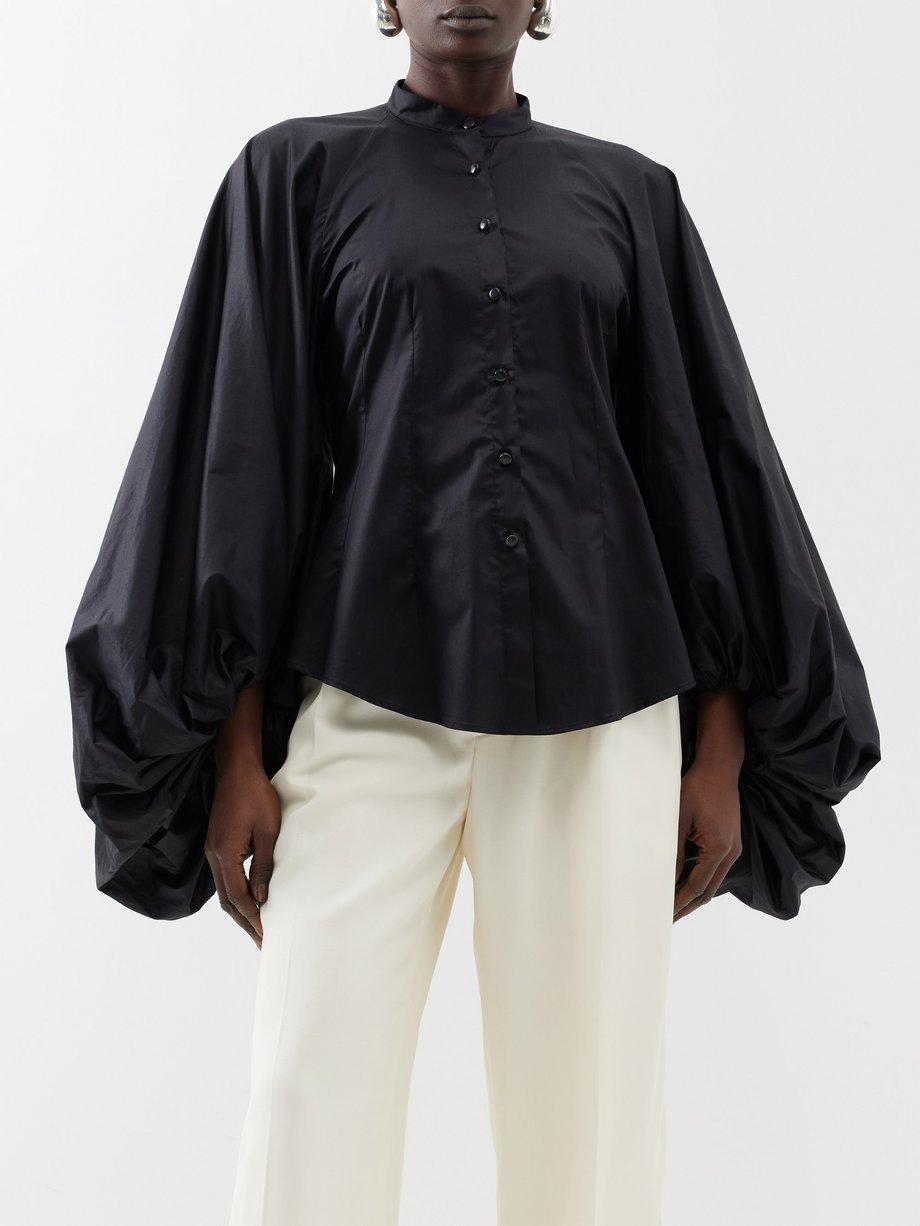 Palmer//harding Dreaming balloon-sleeve cotton-blend blouse
