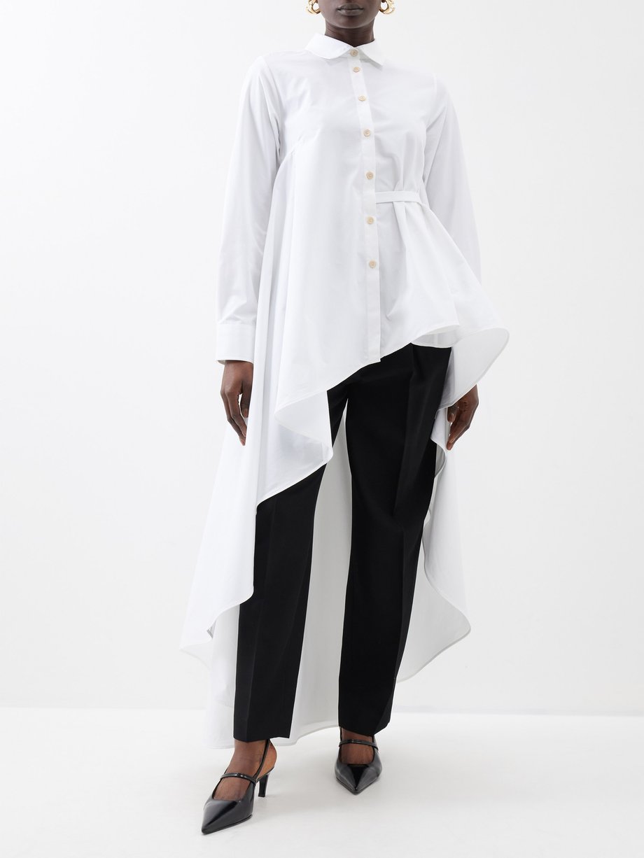 White Super asymmetric cotton-poplin shirt | palmer//harding | MATCHES UK