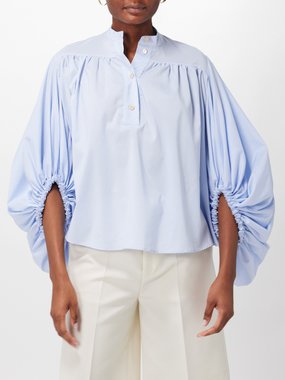 Palmer//harding palmer//harding Tender puff-sleeve cotton-blend blouse