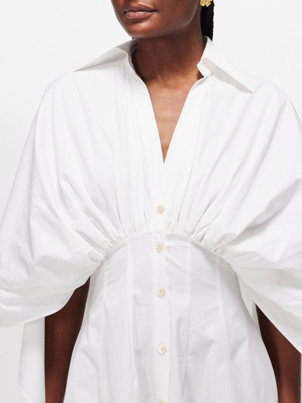 Palmer//harding (palmer//harding) Resilient cape-sleeve cotton-poplin shirt dress