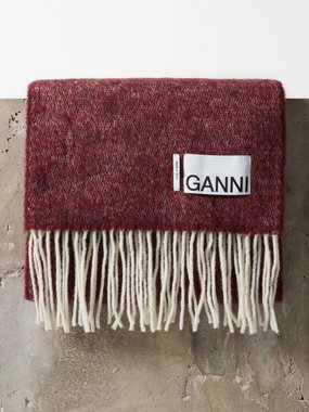 GANNI Ganni Logo-patch striped scarf