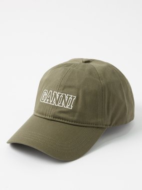 GANNI Ganni Logo-embroidered organic-cotton baseball cap