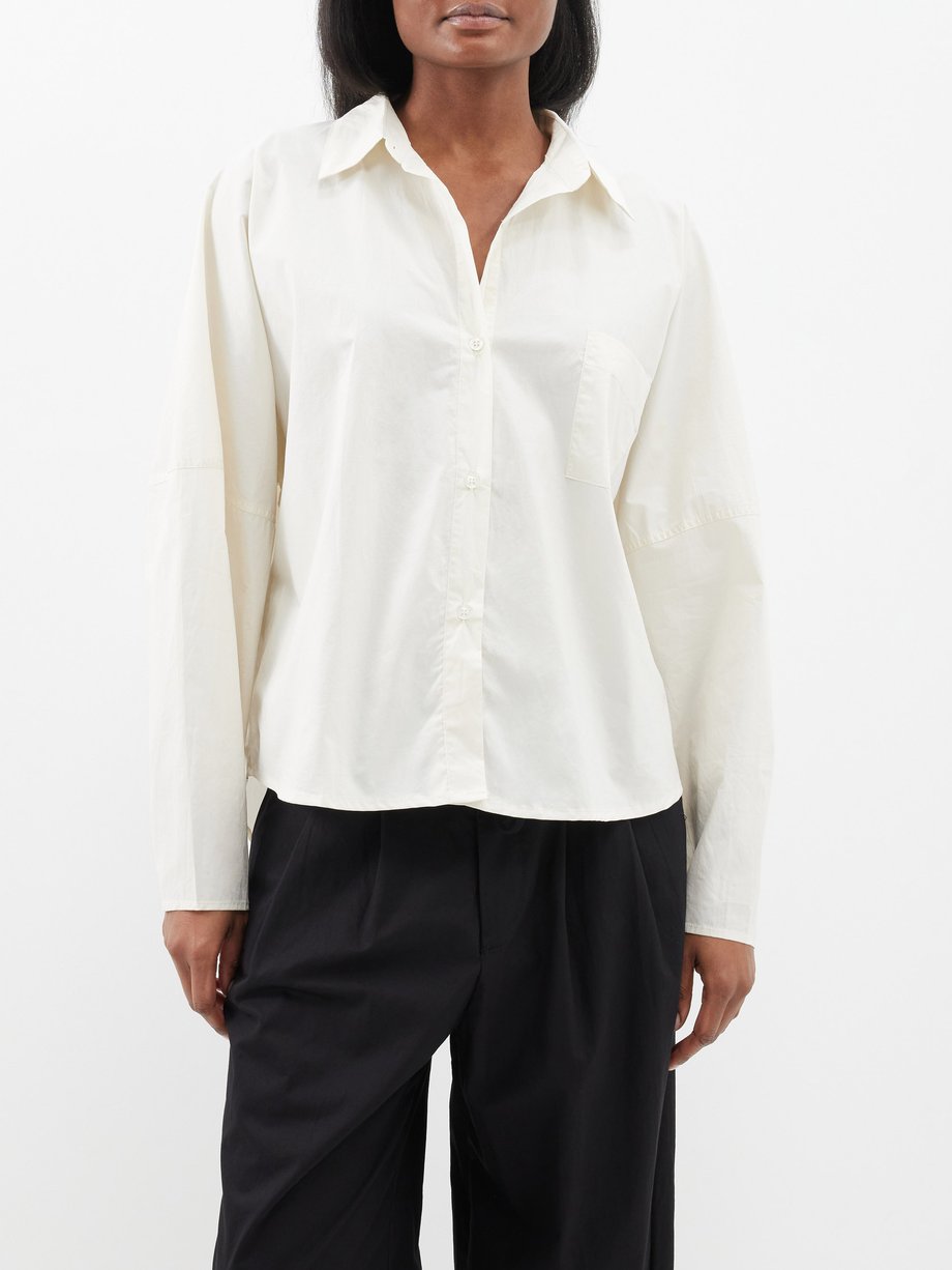 White The Curved cotton-poplin pyjama shirt | Deiji Studios | MATCHES UK