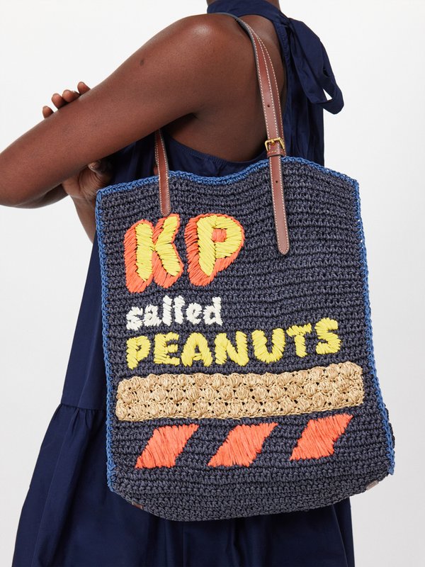 Anya Hindmarch KP Peanuts woven paper tote bag