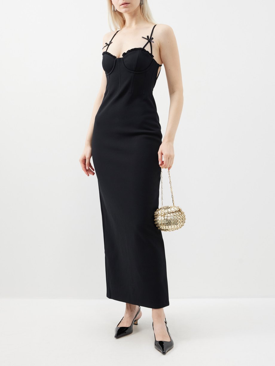 Black Georgina bow-strap crepe gown | Staud | MATCHES UK