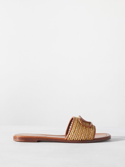 Leather-trimmed sandals