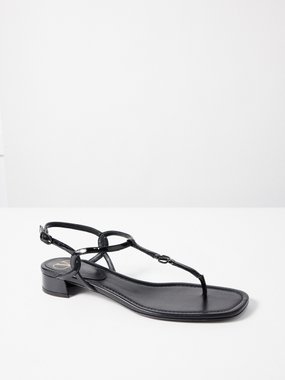 Valentino Garavani V-Logo patent-leather flat sandals