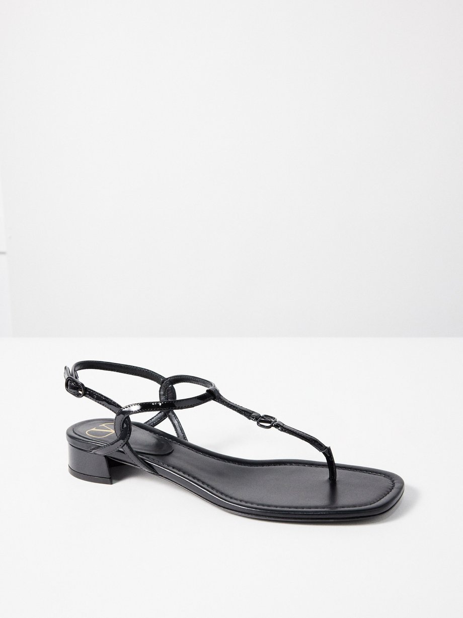 Valentino Garavani V-Logo patent-leather flat sandals