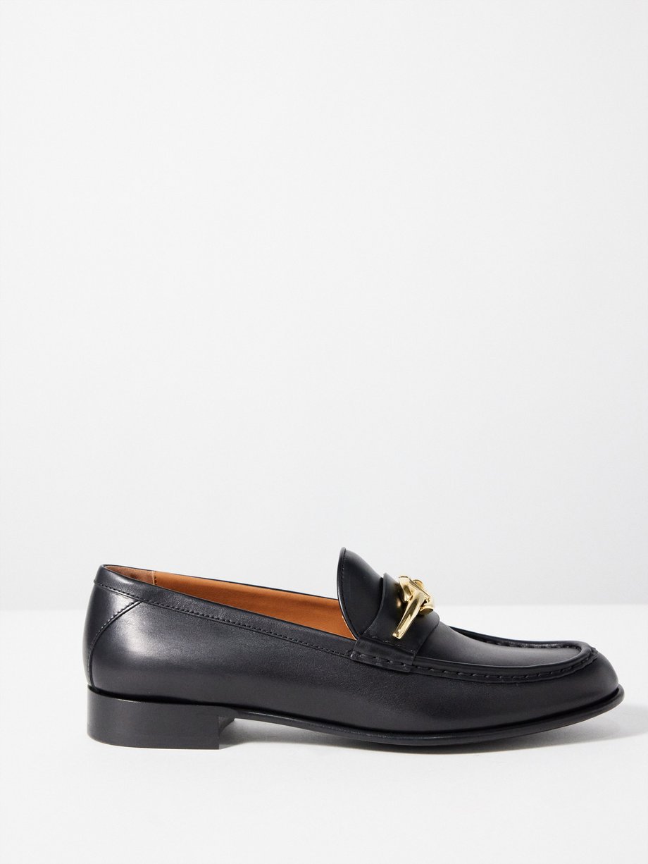 Black V-Logo leather loafers | Valentino Garavani | MATCHES UK
