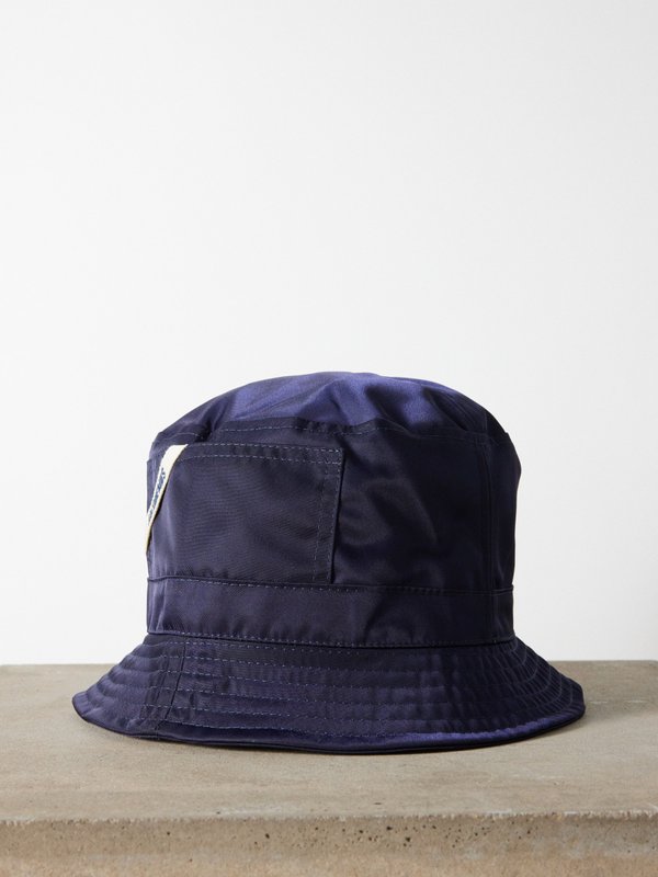 Maison Michel logo-patch sun hat - Blue