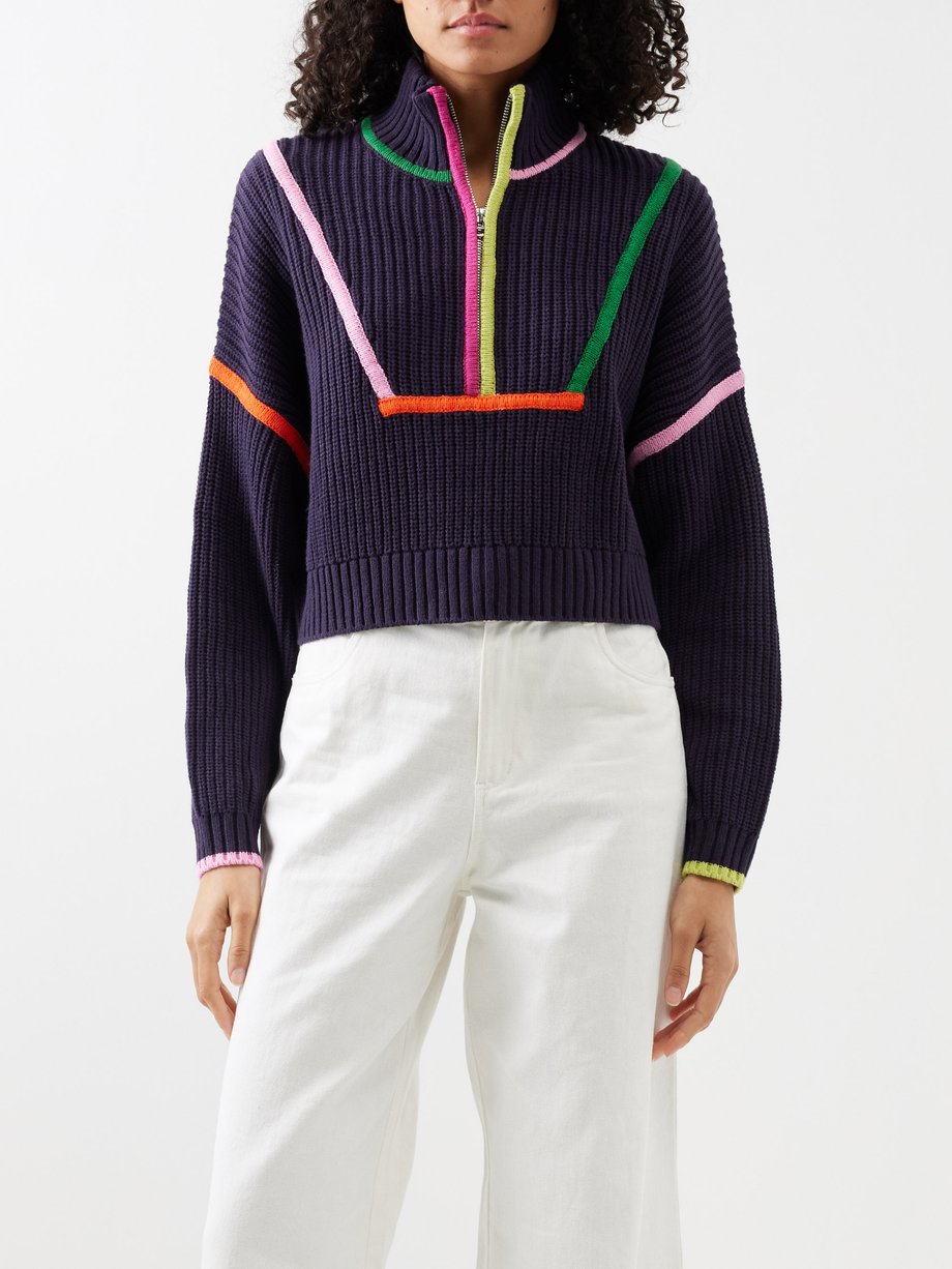 Staud Hampton cropped ribbed-knit sweater