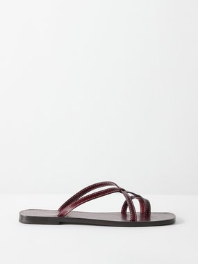 The Row Link leather flat sandals