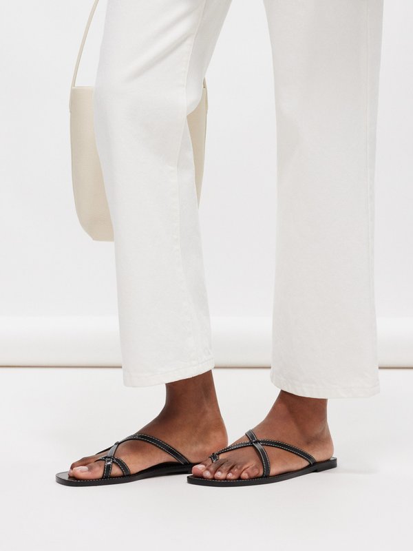 The Row Link topstitched leather sandals