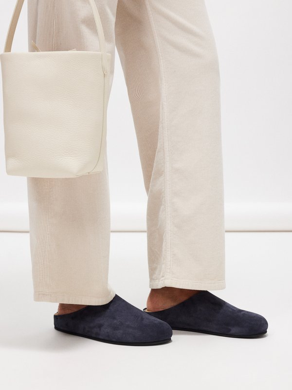 The Row Hugo suede backless loafers