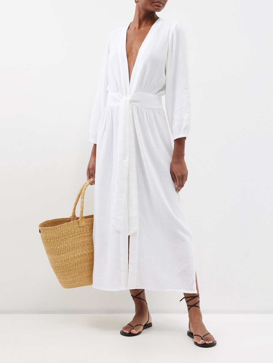 White Siobhan cotton kaftan dress | Melissa Odabash | MATCHES UK