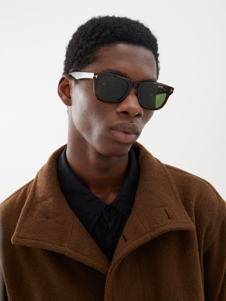 Black Oversized D-frame acetate sunglasses | Saint Laurent | MATCHES UK