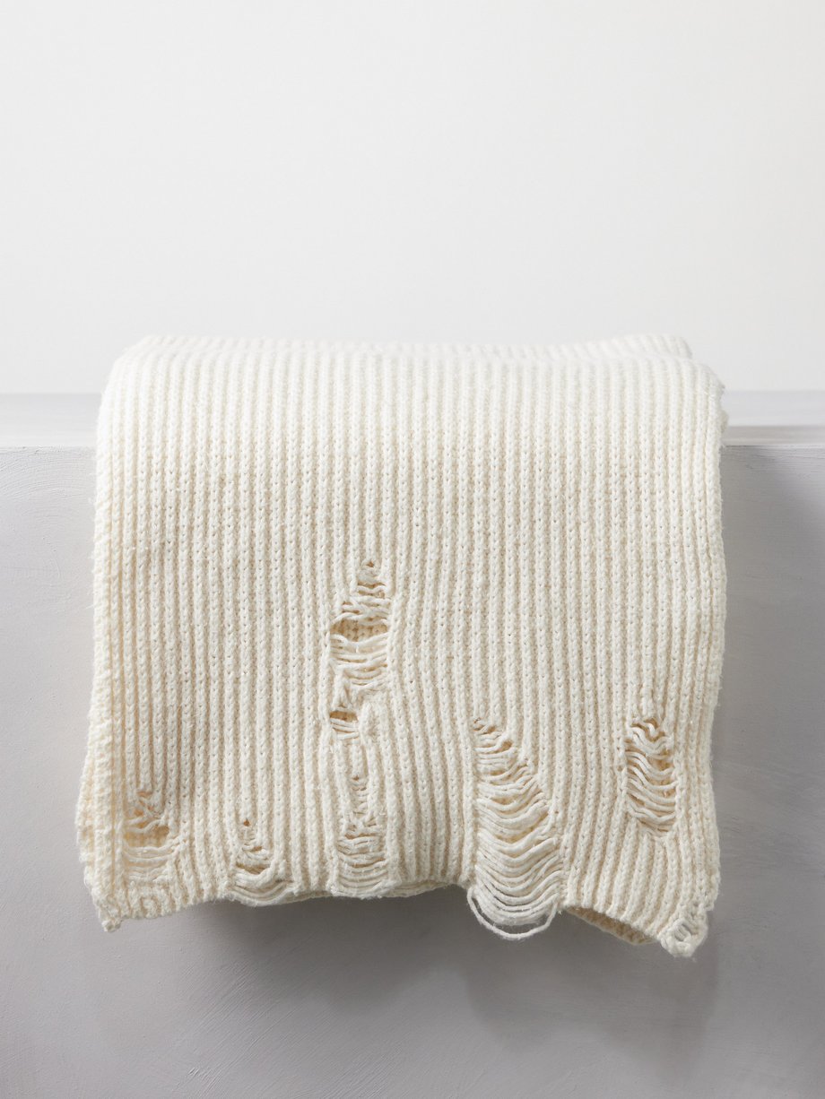 OUR LEGACY (Our Legacy) Grand ribbed-knit distressed cotton scarf
