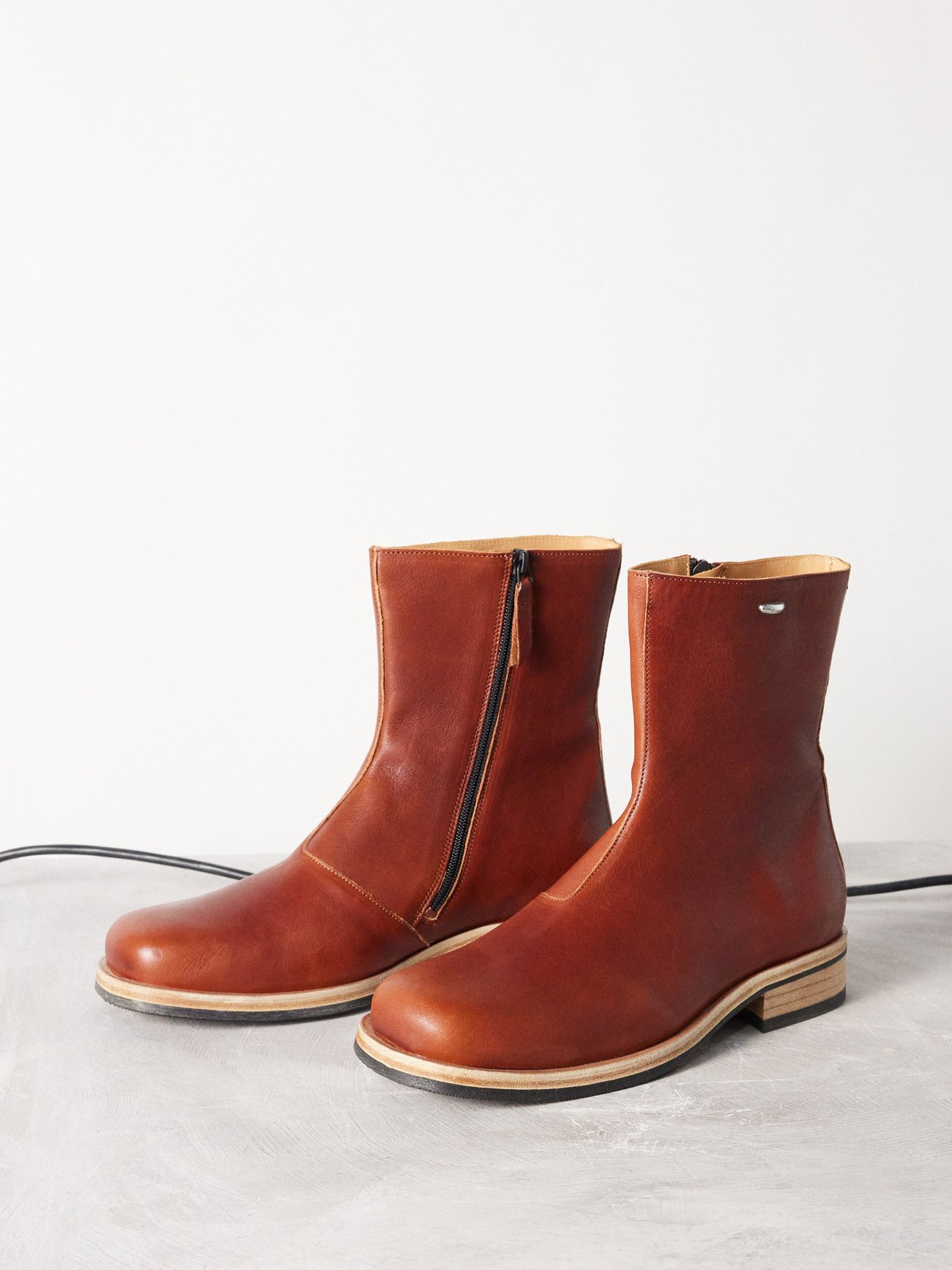 Camion square-toe leather boots
