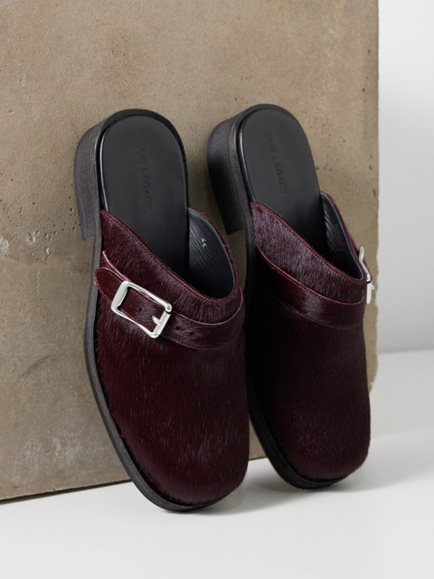 Burgundy Camion buckled calf hair mules | Our Legacy | MATCHES UK