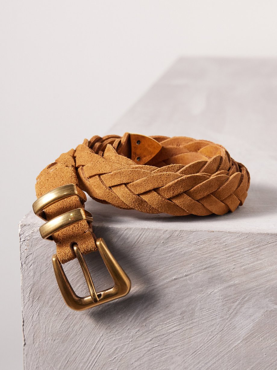 Brown braided leather belt