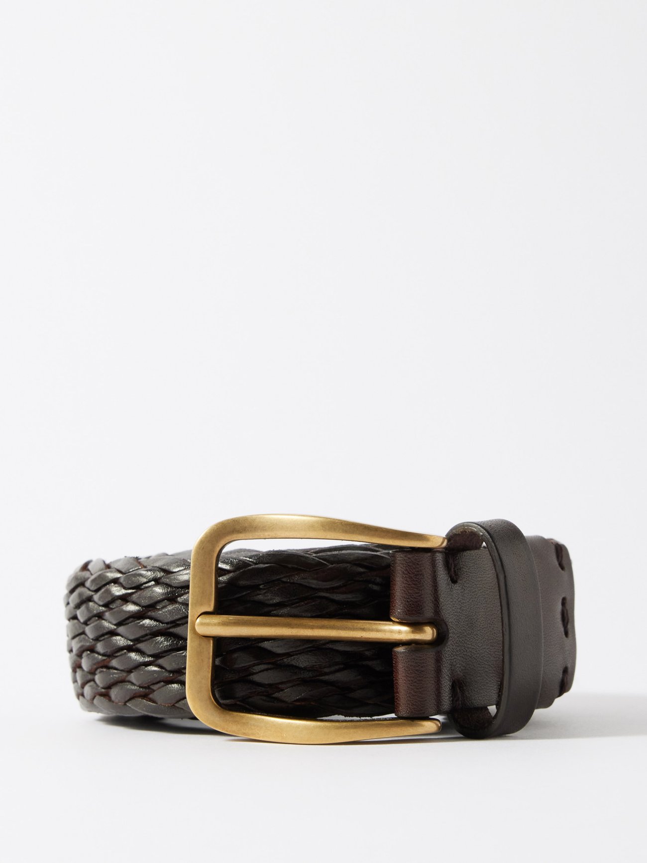 Brown Woven leather belt | Brunello Cucinelli | MATCHES UK