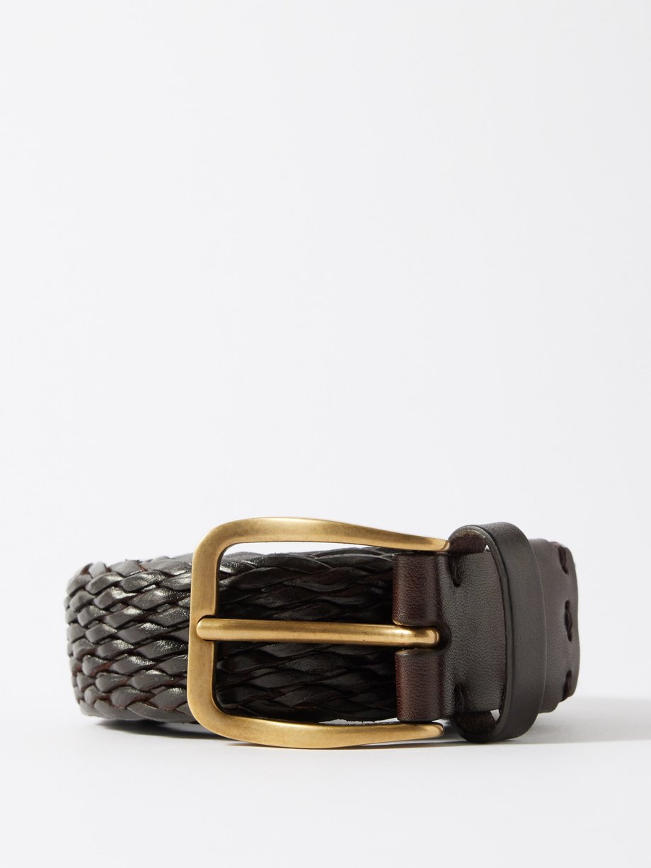 Brown Woven leather belt, Brunello Cucinelli