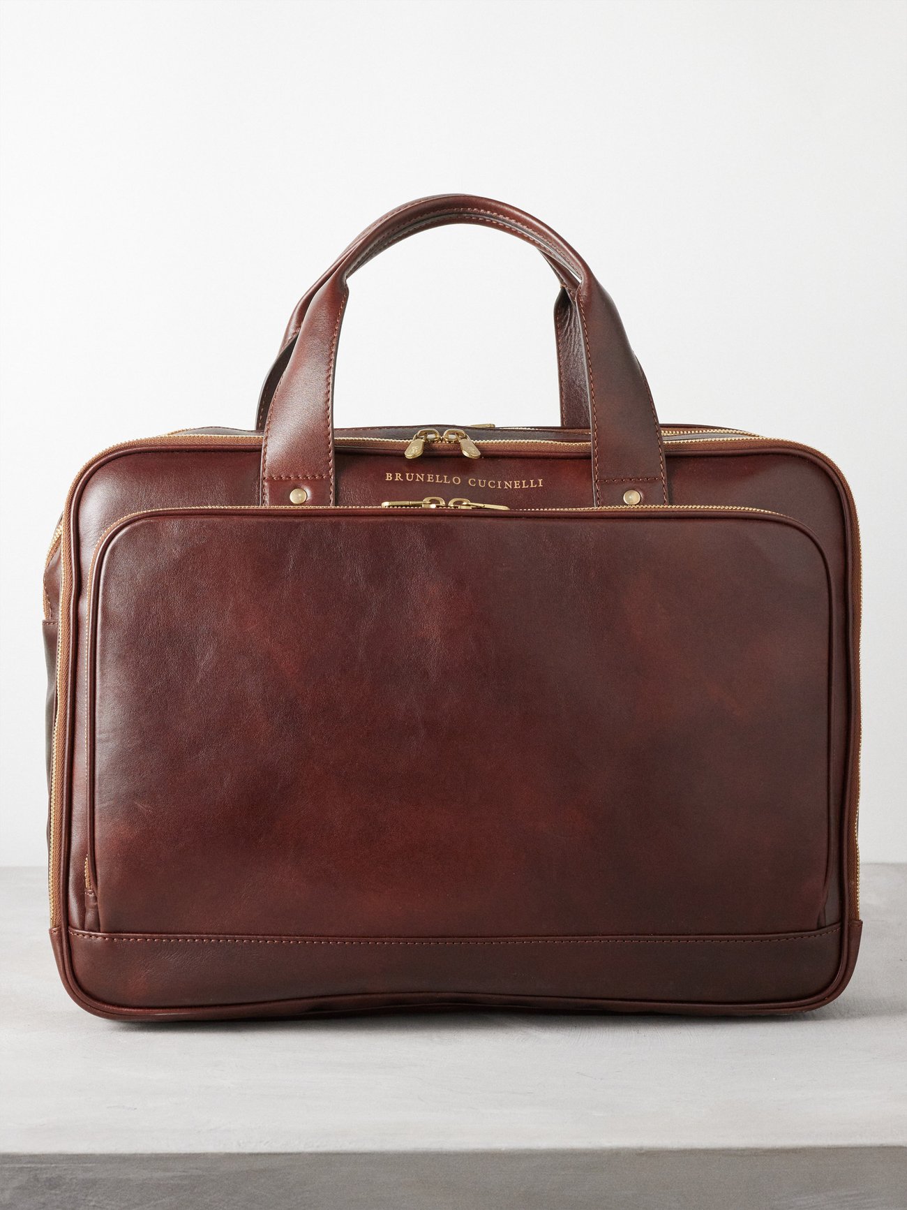 Red Leather briefcase Brunello Cucinelli MATCHES UK