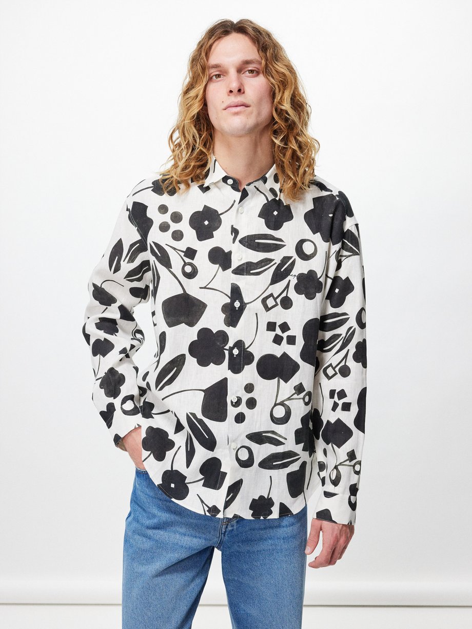 Jacquemus Simon floral-print linen-twill shirt