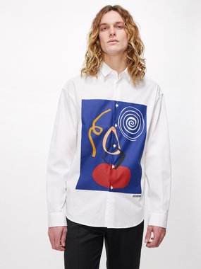 Jacquemus Simon art-print cotton-poplin shirt